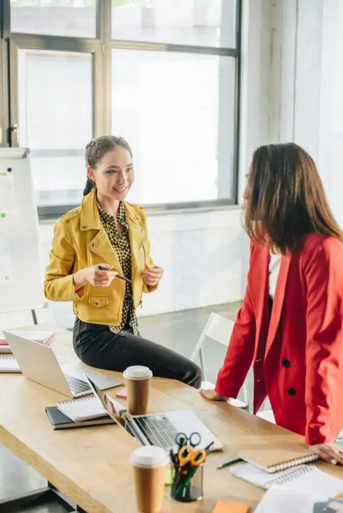 professional business colleagues women in modern office